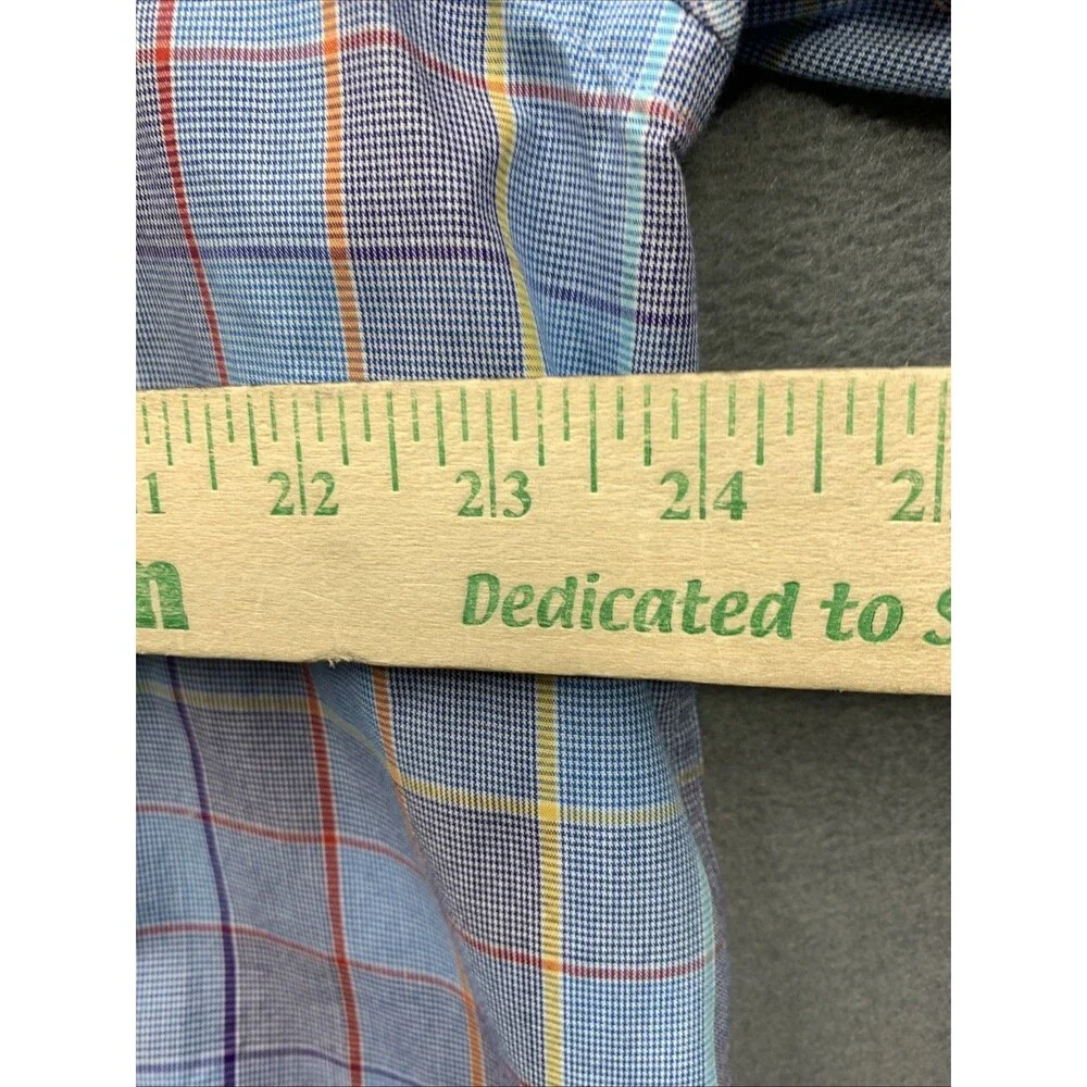 Alan Flusser Men's Multicolor Plaid Button Down Shirt Long Sleeve Large Cotton